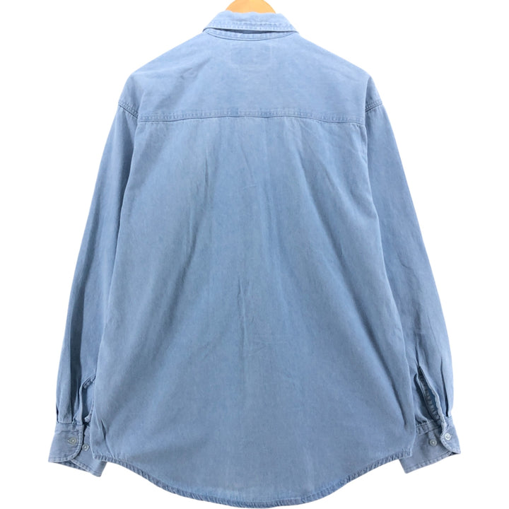 Harley-Davidson Long Sleeve Denim Shirt, Men's Size L cotton blue type Vintage Second Hand