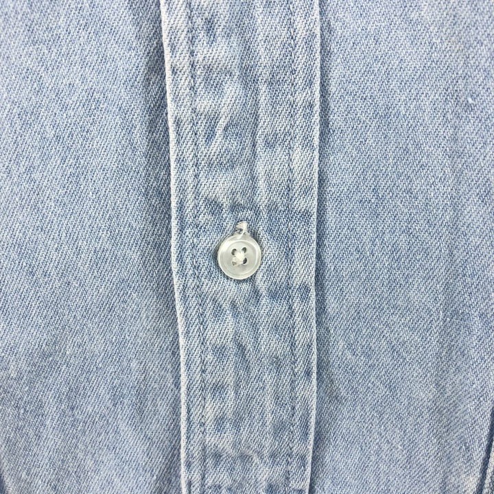 Harley-Davidson Long Sleeve Denim Shirt, Men's Size L cotton blue type Vintage Second Hand