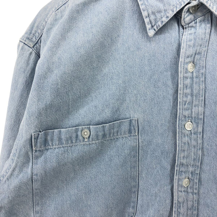 Harley-Davidson Long Sleeve Denim Shirt, Men's Size L cotton blue type Vintage Second Hand