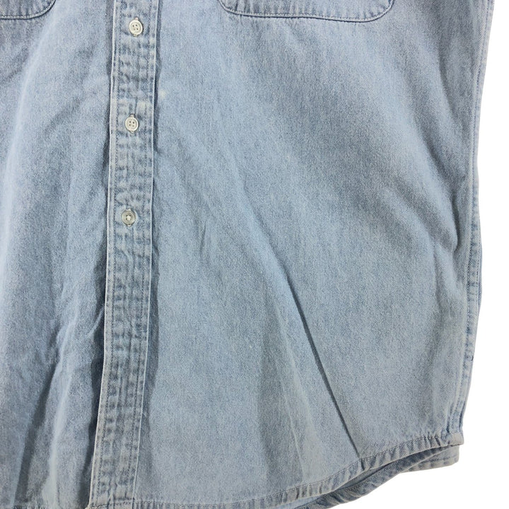 Harley-Davidson Long Sleeve Denim Shirt, Men's Size L cotton blue type Vintage Second Hand