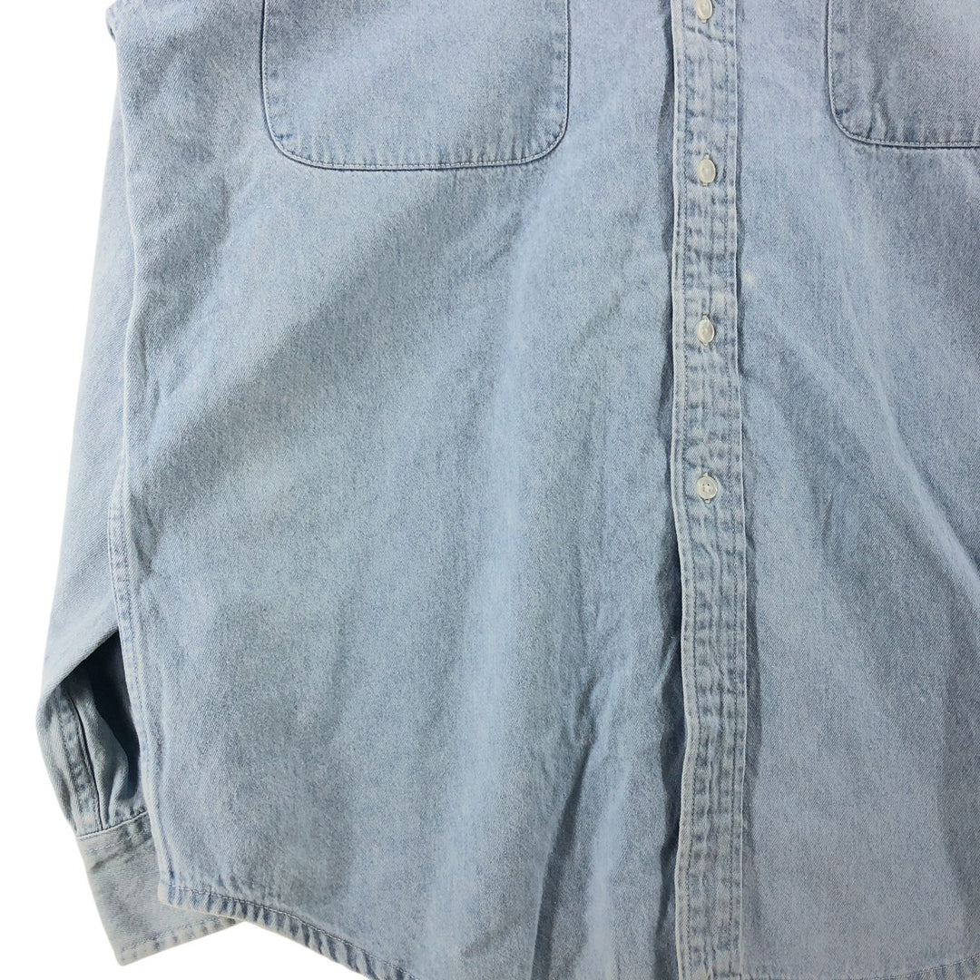 Harley-Davidson Long Sleeve Denim Shirt, Men's Size L cotton blue type Vintage Second Hand