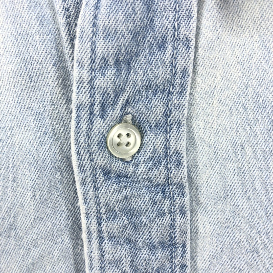 Harley-Davidson Hidden Button-Down Long Sleeve Denim Shirt, Men's XXL cotton blue type Vintage Second Hand
