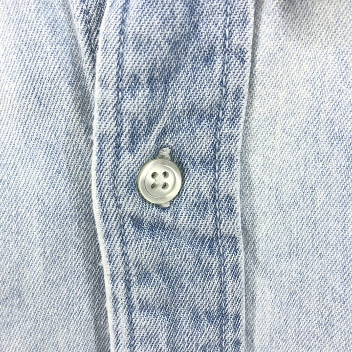 Harley-Davidson Hidden Button-Down Long Sleeve Denim Shirt, Men's XXL cotton blue type Vintage Second Hand