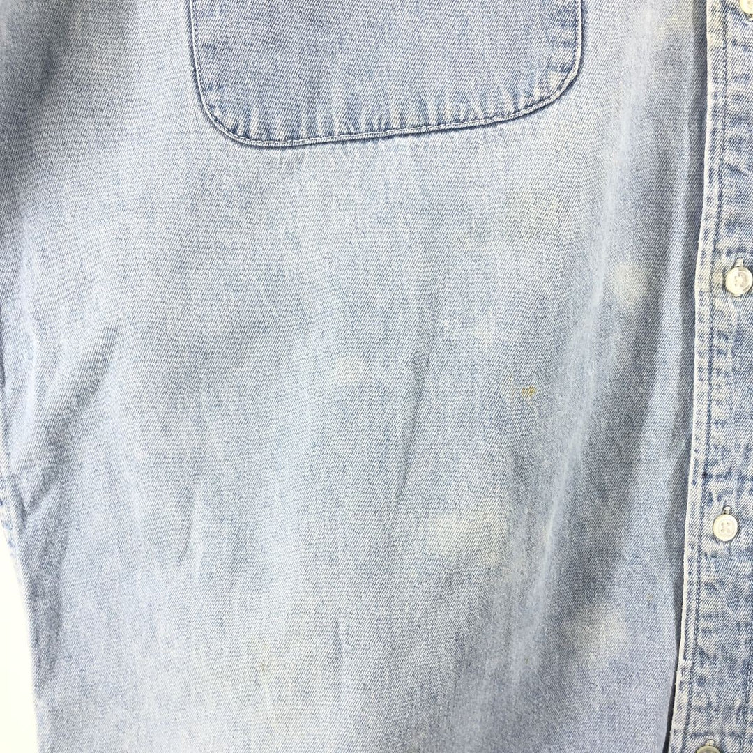 Harley-Davidson Hidden Button-Down Long Sleeve Denim Shirt, Men's XXL cotton blue type Vintage Second Hand