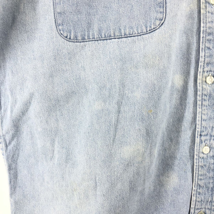 Harley-Davidson Hidden Button-Down Long Sleeve Denim Shirt, Men's XXL cotton blue type Vintage Second Hand