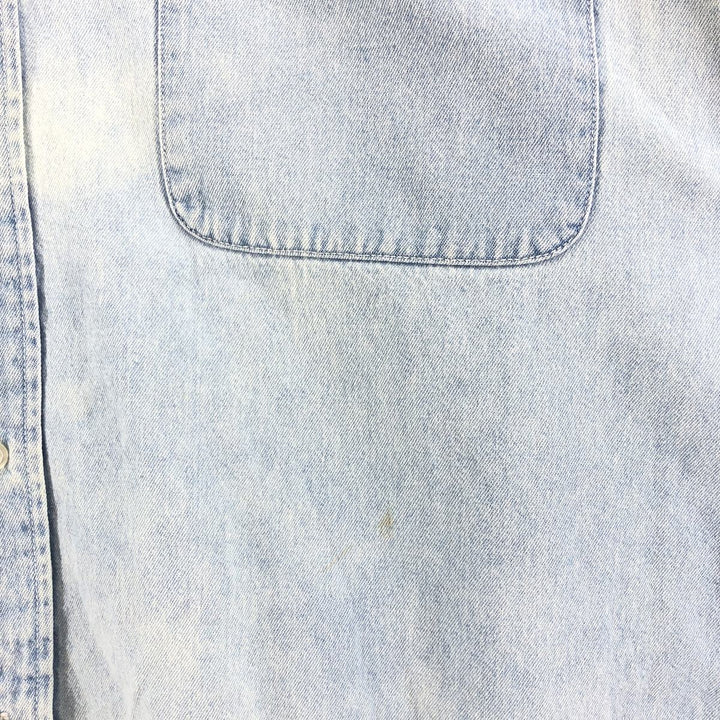 Harley-Davidson Hidden Button-Down Long Sleeve Denim Shirt, Men's XXL cotton blue type Vintage Second Hand