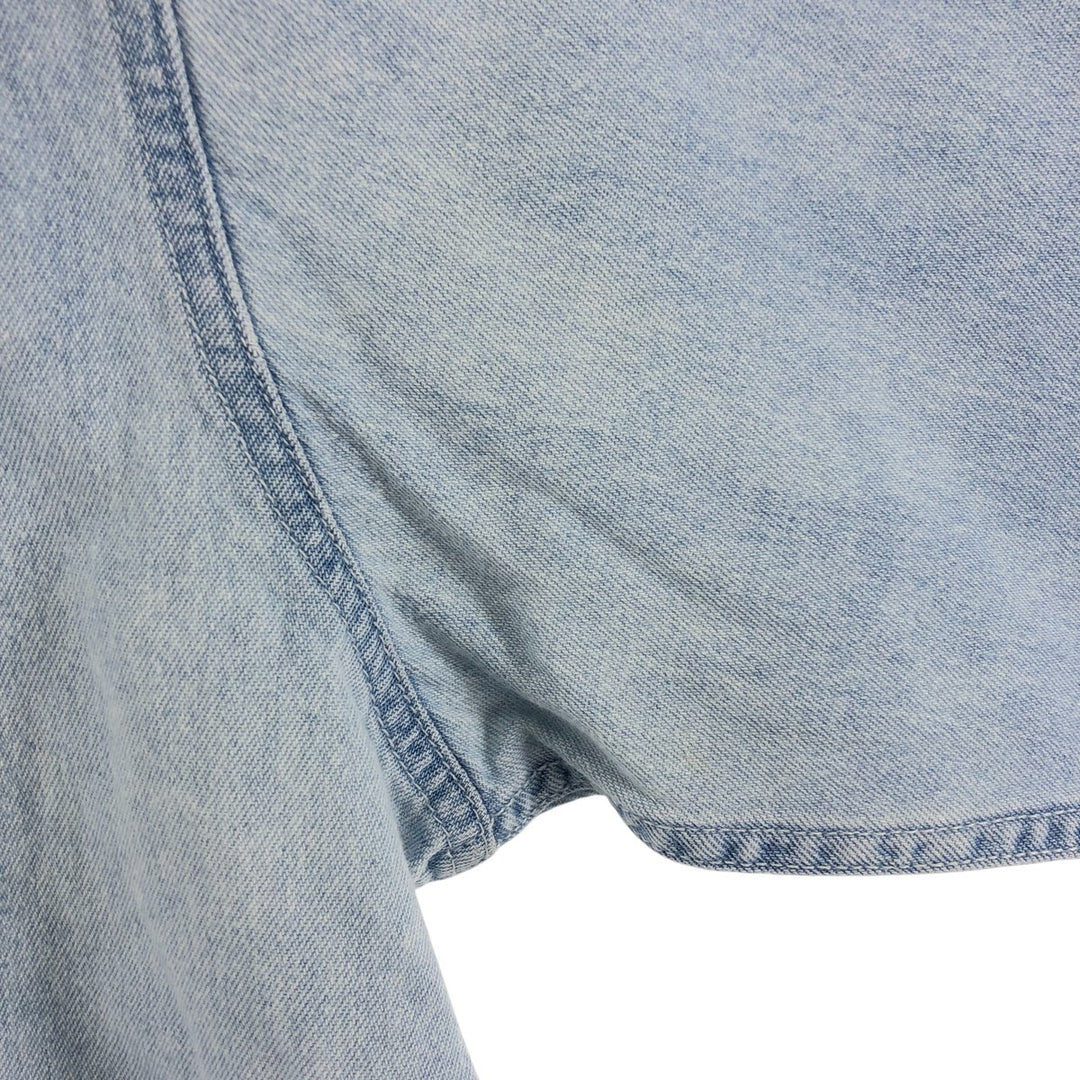Harley-Davidson Hidden Button-Down Long Sleeve Denim Shirt, Men's XXL cotton blue type Vintage Second Hand