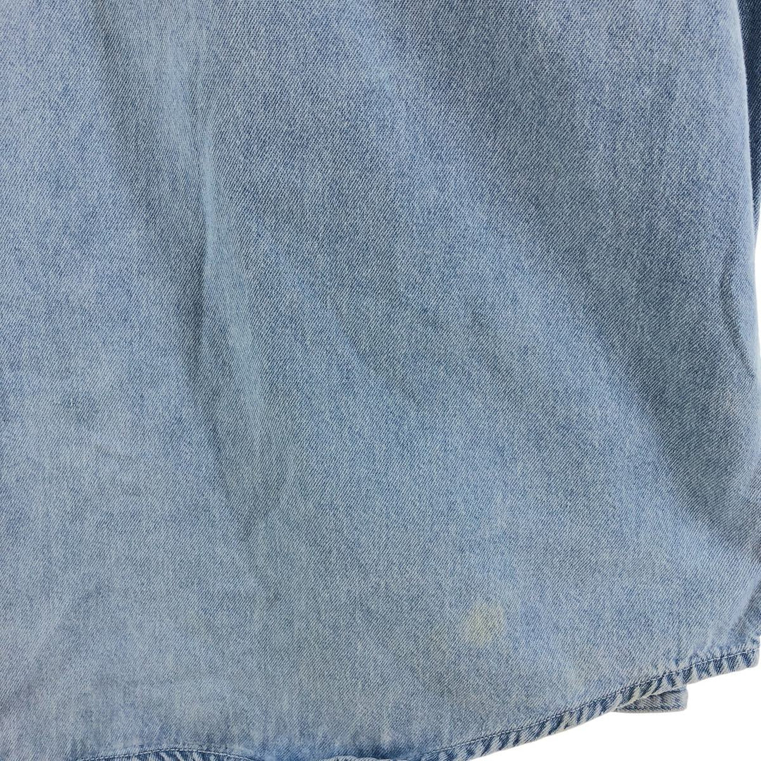 Harley-Davidson Hidden Button-Down Long Sleeve Denim Shirt, Men's XXL cotton blue type Vintage Second Hand