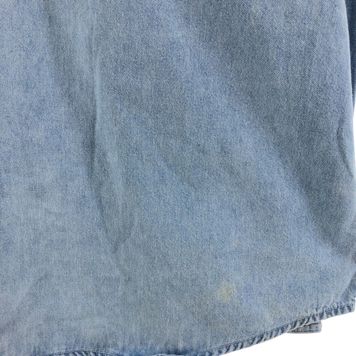 Harley-Davidson Hidden Button-Down Long Sleeve Denim Shirt, Men's XXL cotton blue type Vintage Second Hand