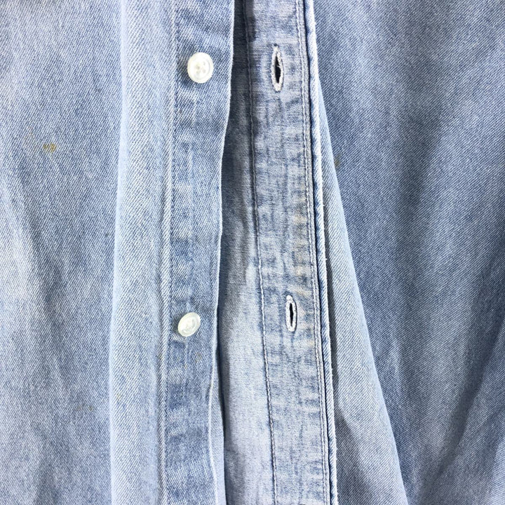 Harley-Davidson Hidden Button-Down Long Sleeve Denim Shirt, Men's XXL cotton blue type Vintage Second Hand