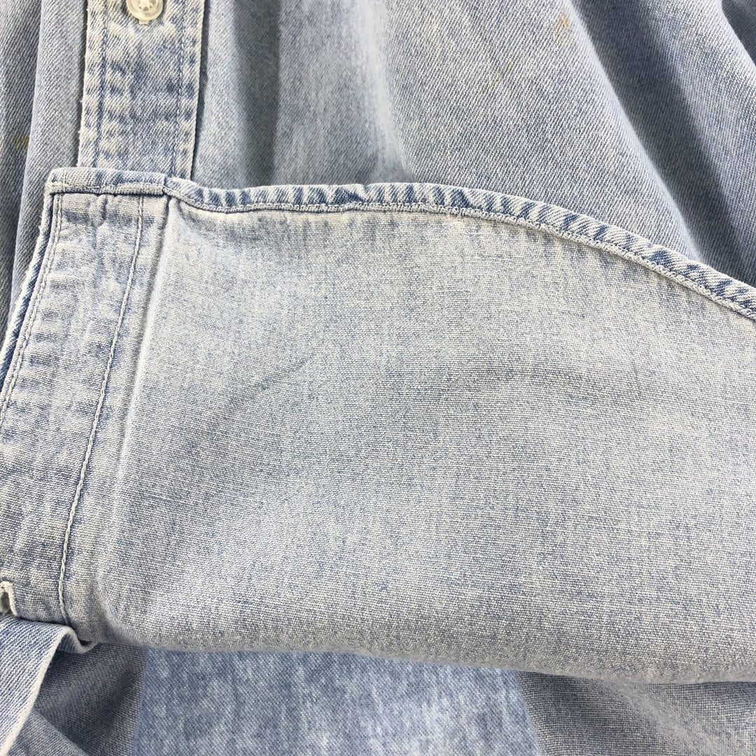 Harley-Davidson Hidden Button-Down Long Sleeve Denim Shirt, Men's XXL cotton blue type Vintage Second Hand