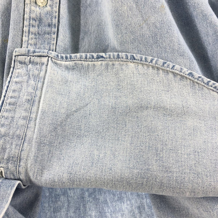 Harley-Davidson Hidden Button-Down Long Sleeve Denim Shirt, Men's XXL cotton blue type Vintage Second Hand