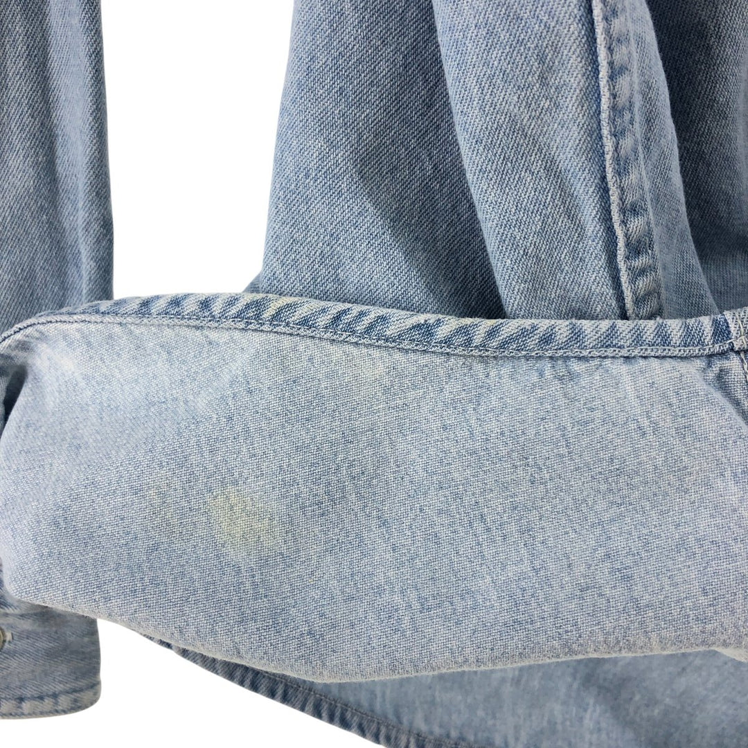 Harley-Davidson Hidden Button-Down Long Sleeve Denim Shirt, Men's XXL cotton blue type Vintage Second Hand