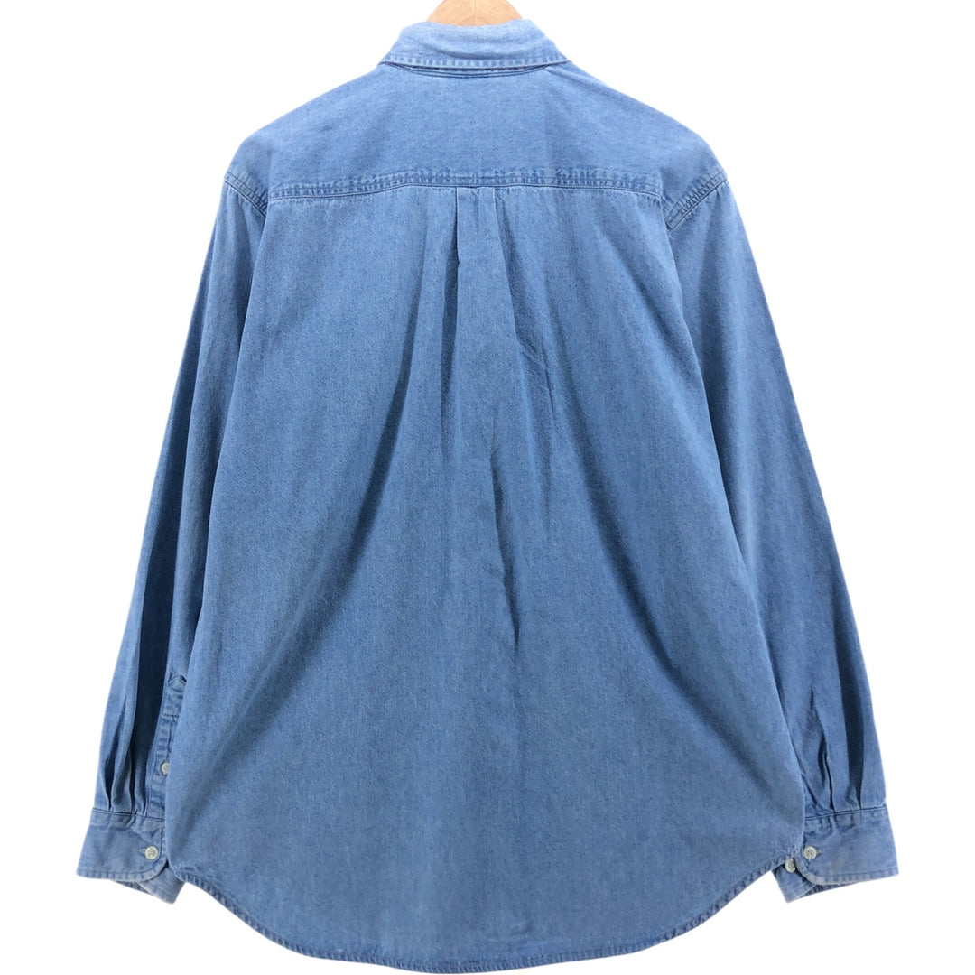 Planet Hollywood PLANET HOLLYWOOD Long Sleeve Button Down Denim Shirt Men's Size L cotton blue type Vintage Second Hand