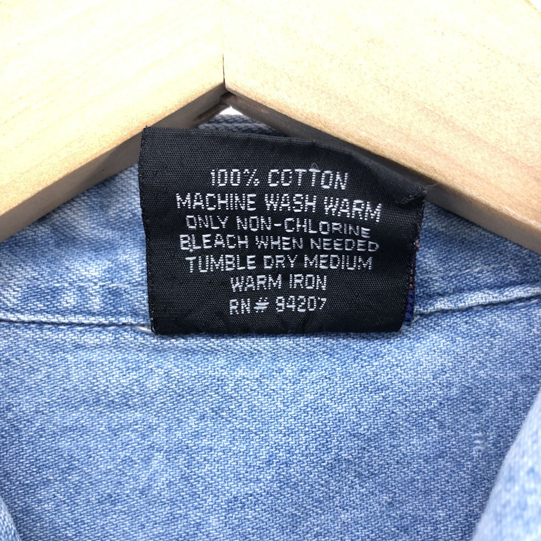 Planet Hollywood PLANET HOLLYWOOD Long Sleeve Button Down Denim Shirt Men's Size L cotton blue type Vintage Second Hand