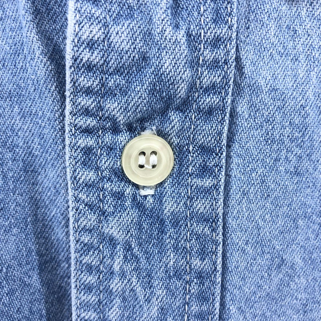 Planet Hollywood PLANET HOLLYWOOD Long Sleeve Button Down Denim Shirt Men's Size L cotton blue type Vintage Second Hand