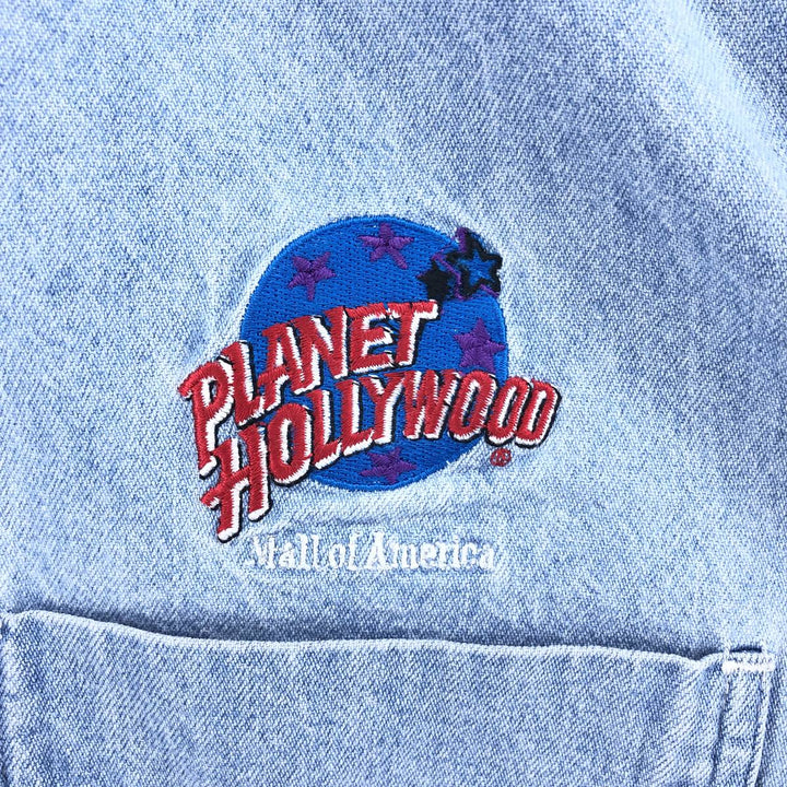 Planet Hollywood PLANET HOLLYWOOD Long Sleeve Button Down Denim Shirt Men's Size L cotton blue type Vintage Second Hand