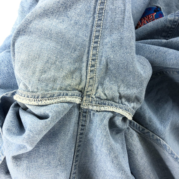 Planet Hollywood PLANET HOLLYWOOD Long Sleeve Button Down Denim Shirt Men's Size L cotton blue type Vintage Second Hand