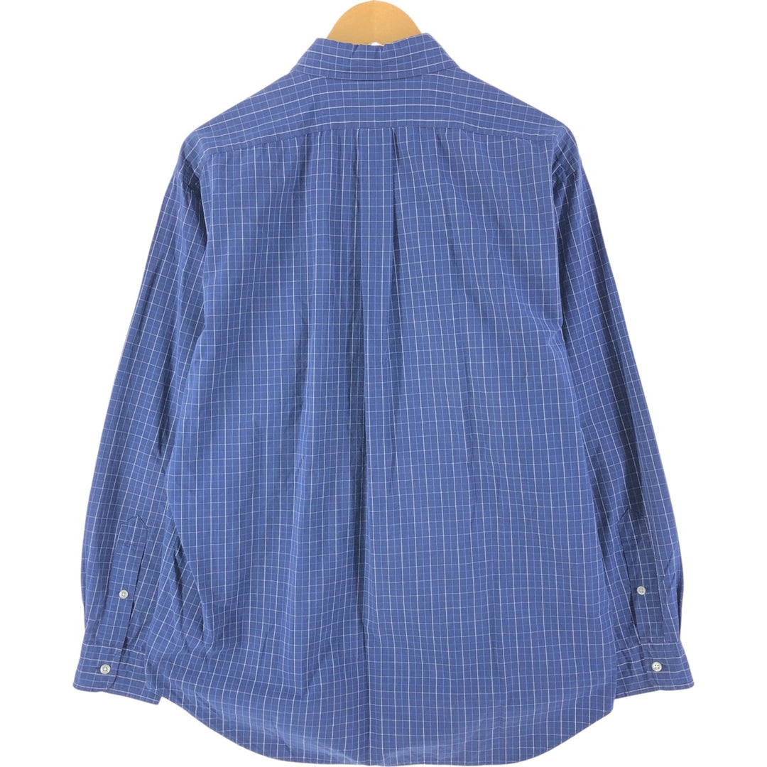 Ralph Lauren BLAKE long sleeve button down check shirt, men's size L cotton navy blue type Vintage Second Hand
