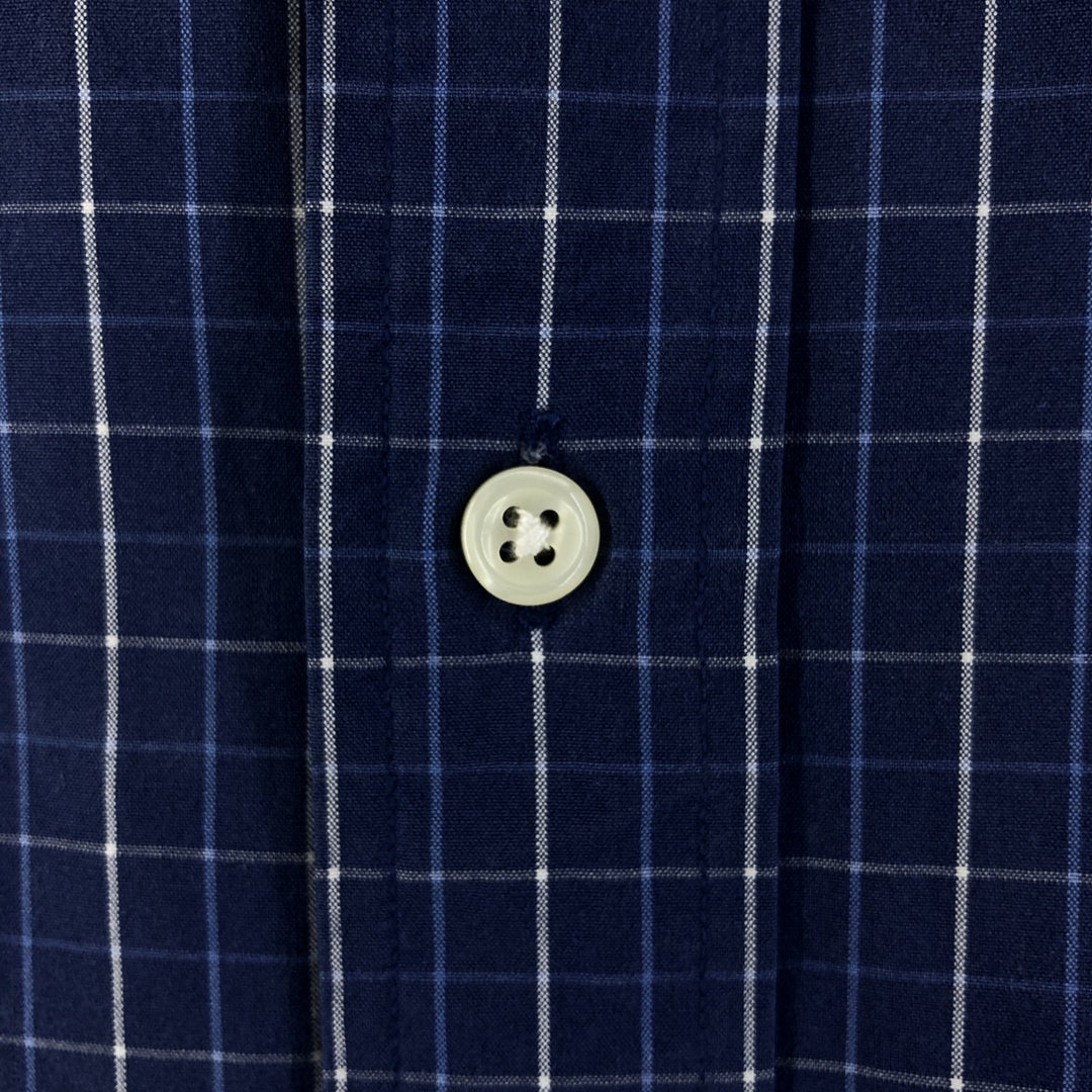 Ralph Lauren BLAKE long sleeve button down check shirt, men's size L cotton navy blue type Vintage Second Hand