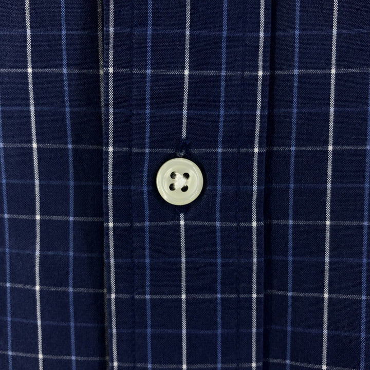 Ralph Lauren BLAKE long sleeve button down check shirt, men's size L cotton navy blue type Vintage Second Hand