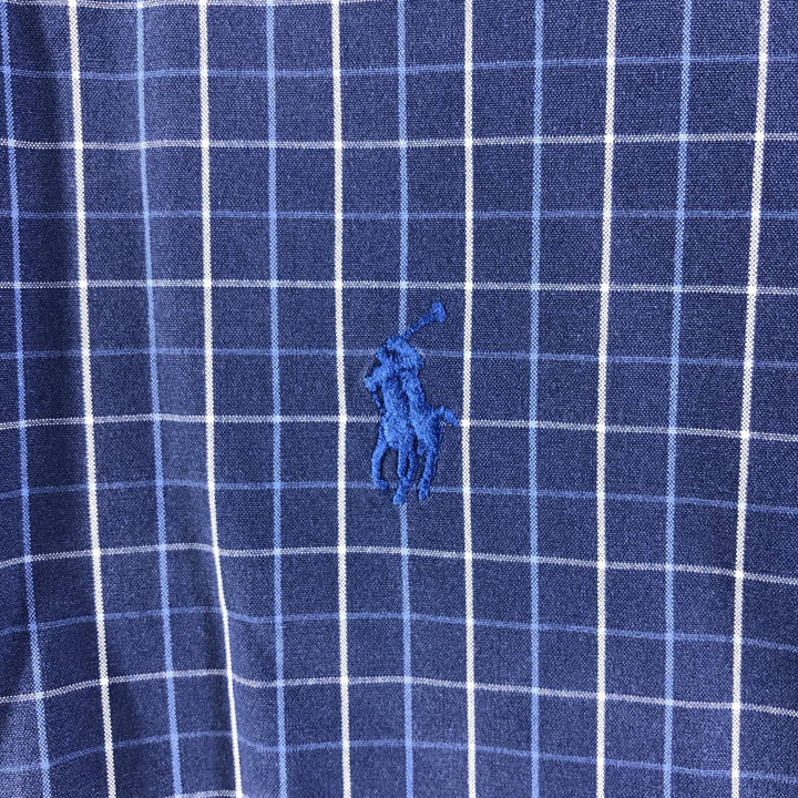 Ralph Lauren BLAKE long sleeve button down check shirt, men's size L cotton navy blue type Vintage Second Hand