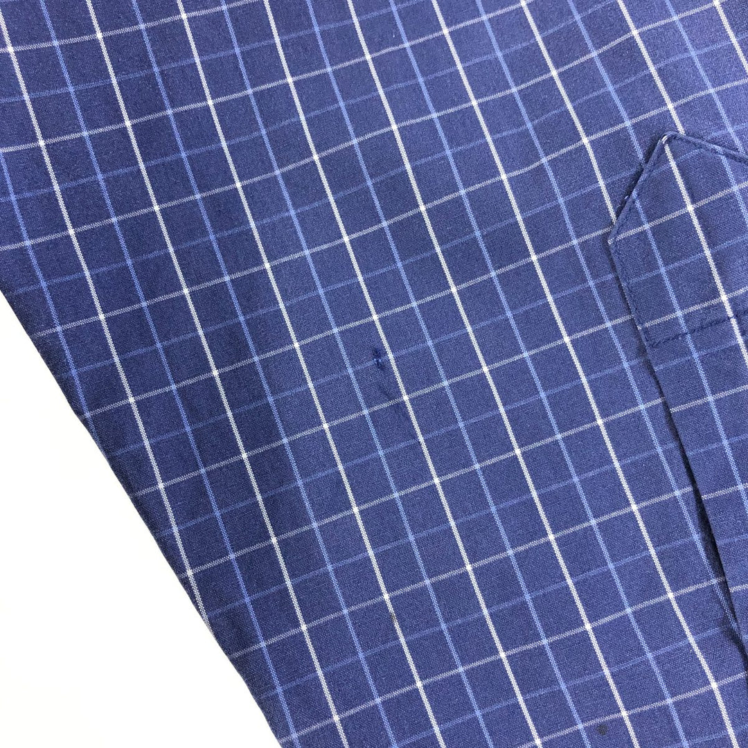 Ralph Lauren BLAKE long sleeve button down check shirt, men's size L cotton navy blue type Vintage Second Hand