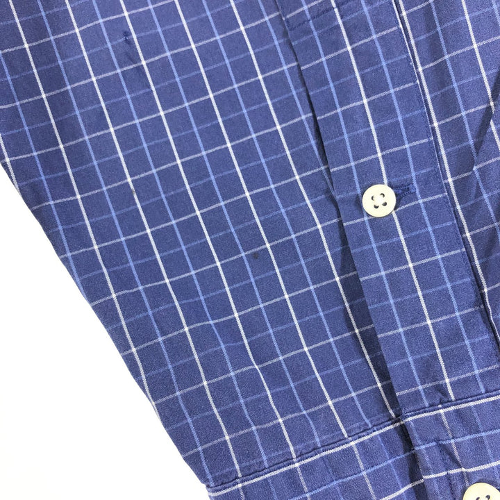 Ralph Lauren BLAKE long sleeve button down check shirt, men's size L cotton navy blue type Vintage Second Hand
