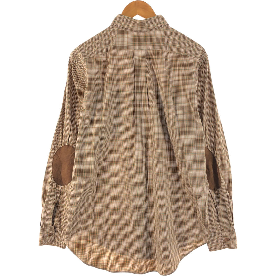 Ralph Lauren Classic Fit Long Sleeve Cotton Check Shirt, Men's Size M cotton brown type Vintage Second Hand