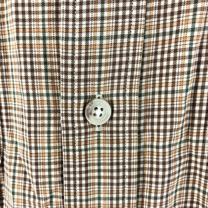 Ralph Lauren Classic Fit Long Sleeve Cotton Check Shirt, Men's Size M cotton brown type Vintage Second Hand