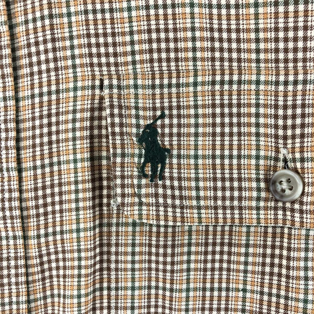 Ralph Lauren Classic Fit Long Sleeve Cotton Check Shirt, Men's Size M cotton brown type Vintage Second Hand
