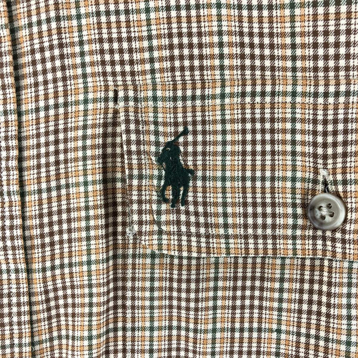 Ralph Lauren Classic Fit Long Sleeve Cotton Check Shirt, Men's Size M cotton brown type Vintage Second Hand