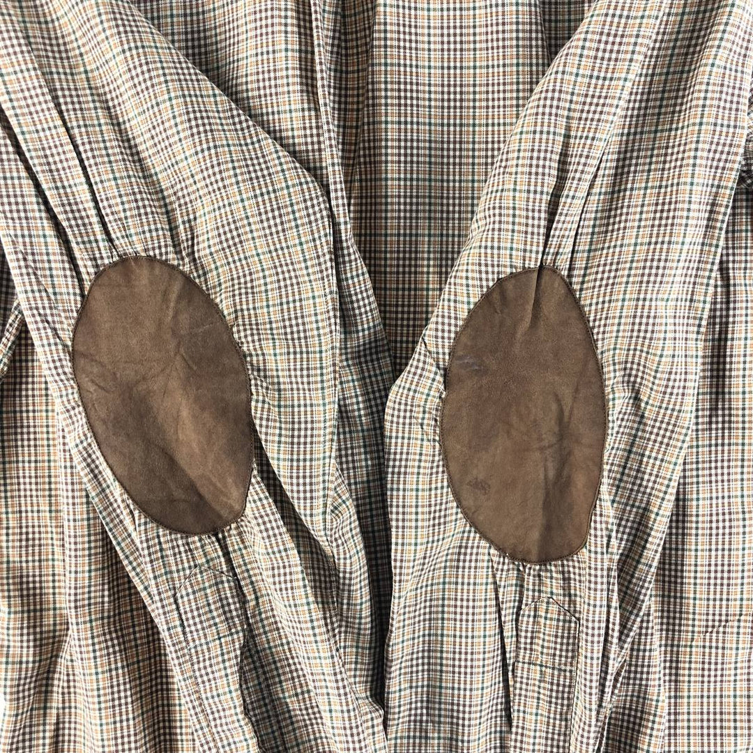 Ralph Lauren Classic Fit Long Sleeve Cotton Check Shirt, Men's Size M cotton brown type Vintage Second Hand