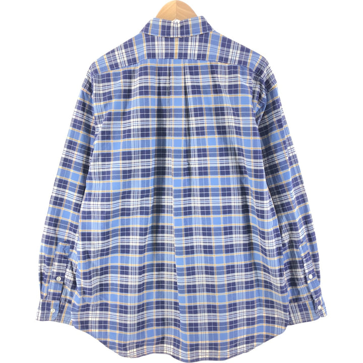 Ralph Lauren BIG SHIRT Long sleeve button-down check shirt Men's L size cotton navy blue type Vintage Second Hand