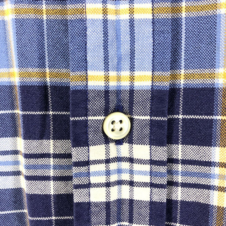 Ralph Lauren BIG SHIRT Long sleeve button-down check shirt Men's L size cotton navy blue type Vintage Second Hand