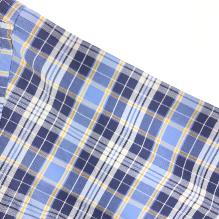 Ralph Lauren BIG SHIRT Long sleeve button-down check shirt Men's L size cotton navy blue type Vintage Second Hand