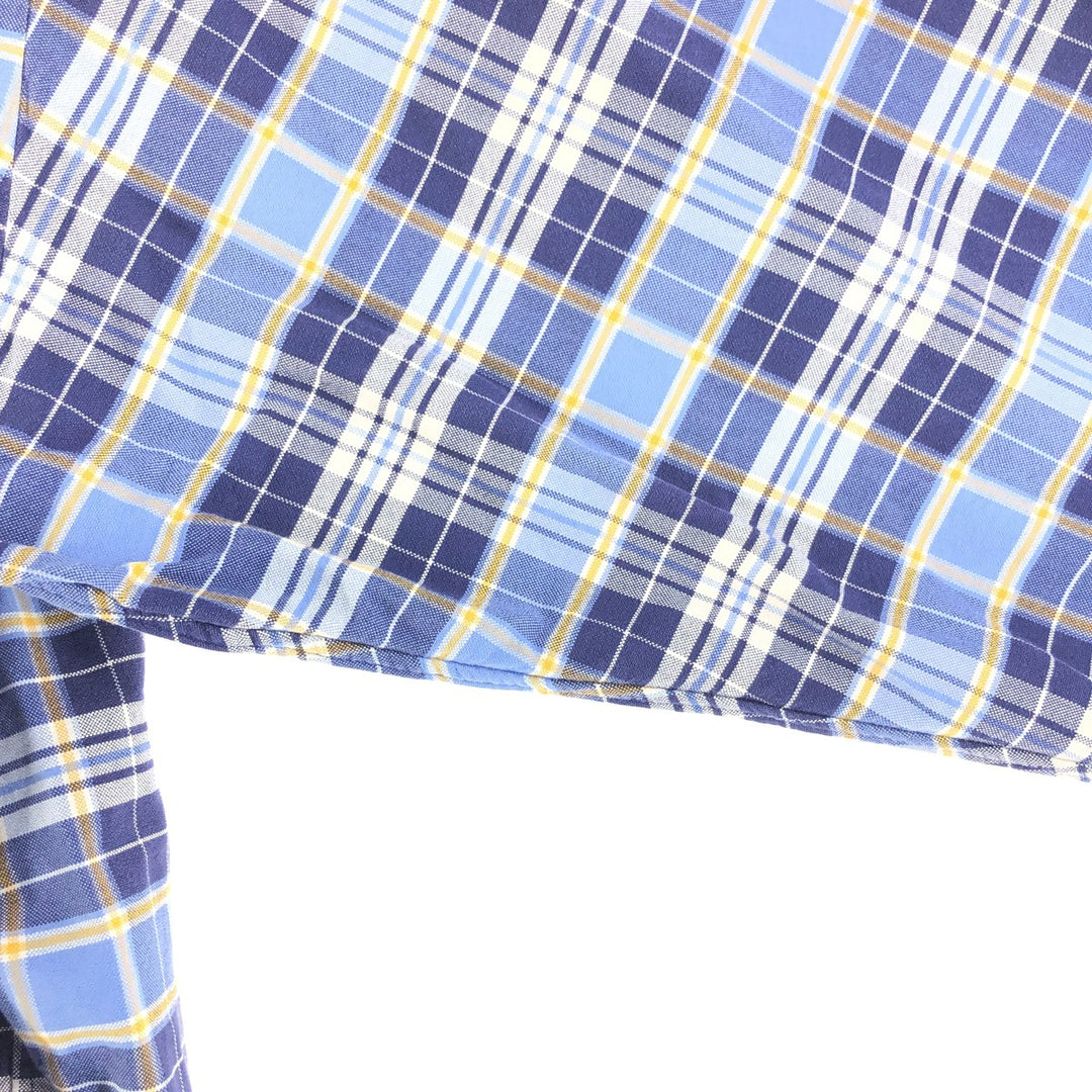 Ralph Lauren BIG SHIRT Long sleeve button-down check shirt Men's L size cotton navy blue type Vintage Second Hand