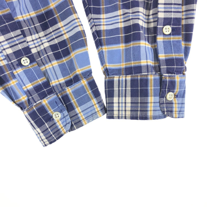 Ralph Lauren BIG SHIRT Long sleeve button-down check shirt Men's L size cotton navy blue type Vintage Second Hand
