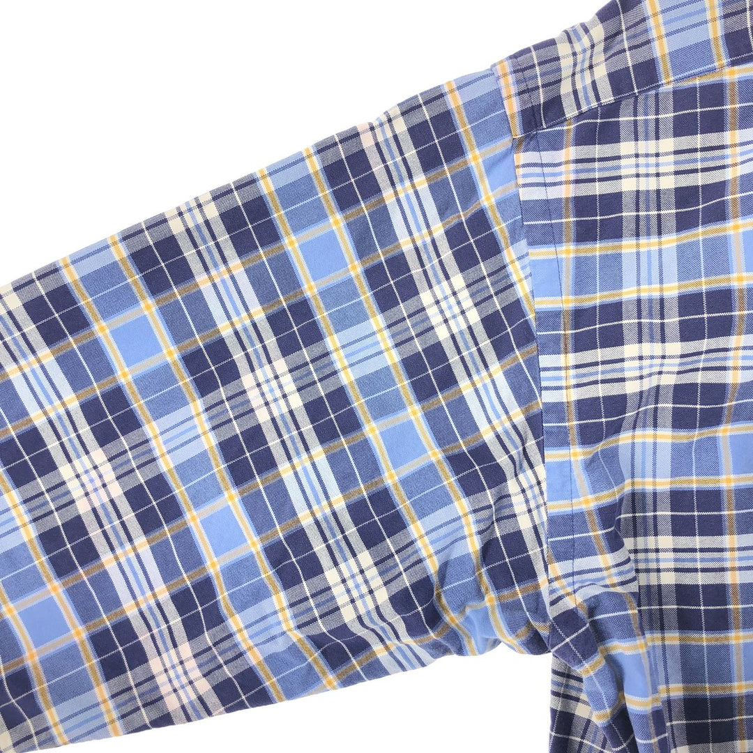 Ralph Lauren BIG SHIRT Long sleeve button-down check shirt Men's L size cotton navy blue type Vintage Second Hand