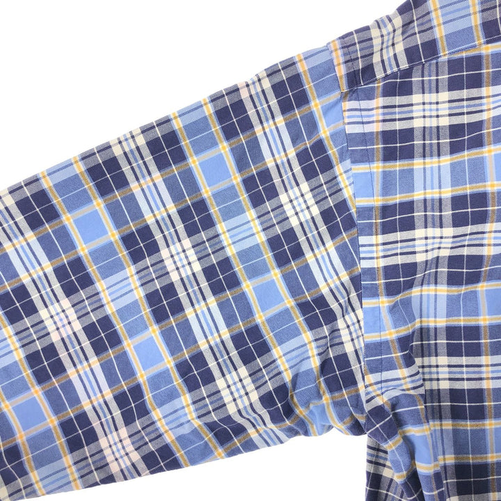 Ralph Lauren BIG SHIRT Long sleeve button-down check shirt Men's L size cotton navy blue type Vintage Second Hand