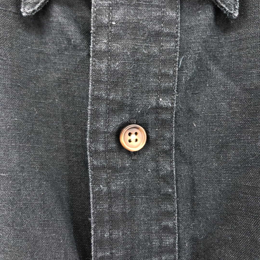 90'S Ralph Lauren CHAPS short sleeve linen button down shirt men's size L vintage linen black type Vintage Second Hand