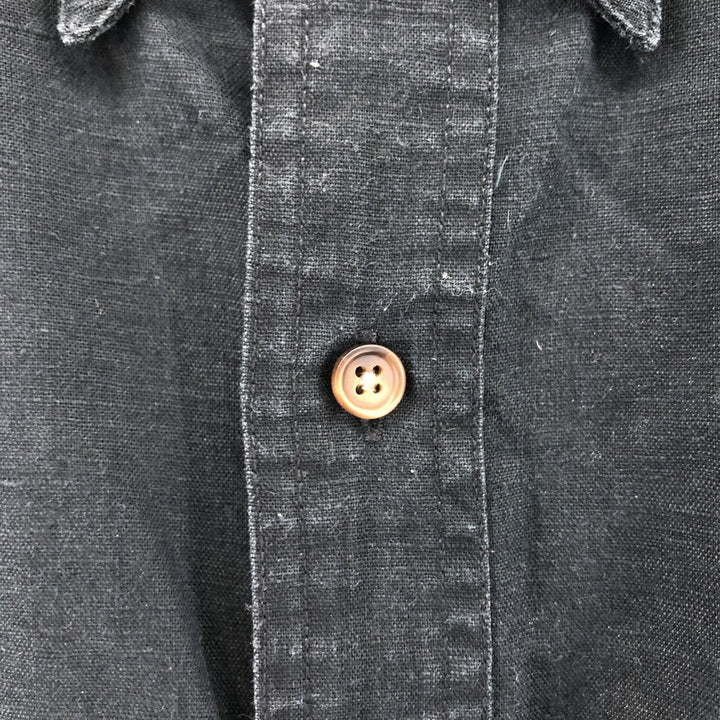 90'S Ralph Lauren CHAPS short sleeve linen button down shirt men's size L vintage linen black type Vintage Second Hand
