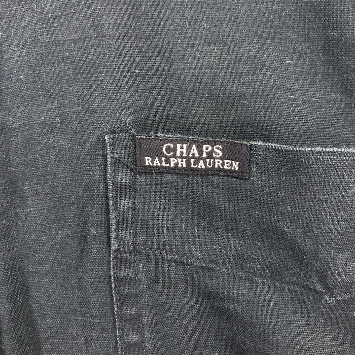 90'S Ralph Lauren CHAPS short sleeve linen button down shirt men's size L vintage linen black type Vintage Second Hand