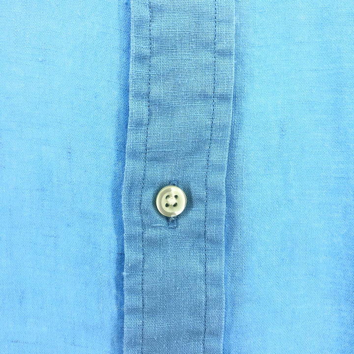Ralph Lauren Custom Slim Fit Short Sleeve Linen Button Down Shirt Men's Size L linen Blue type light blue Vintage Second Hand
