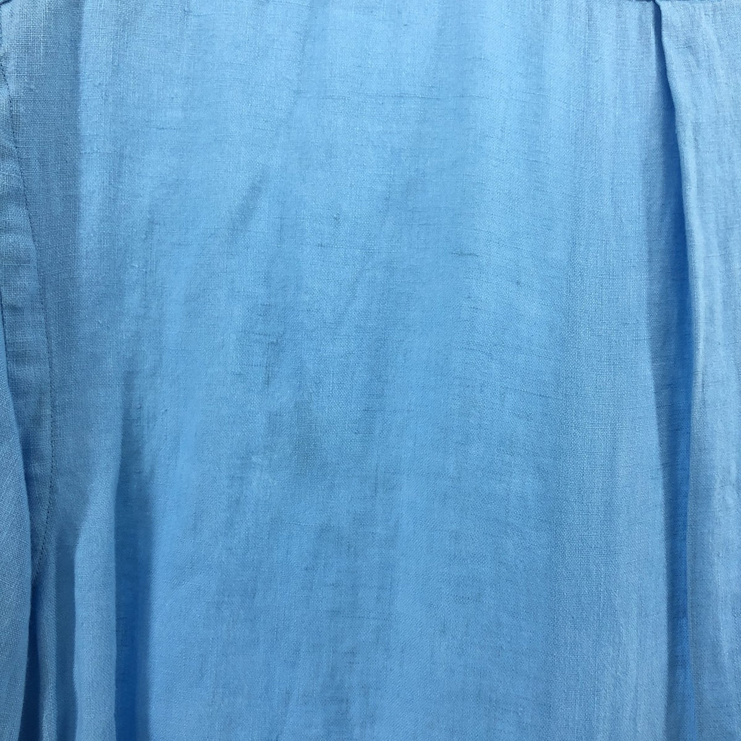 Ralph Lauren Custom Slim Fit Short Sleeve Linen Button Down Shirt Men's Size L linen Blue type light blue Vintage Second Hand