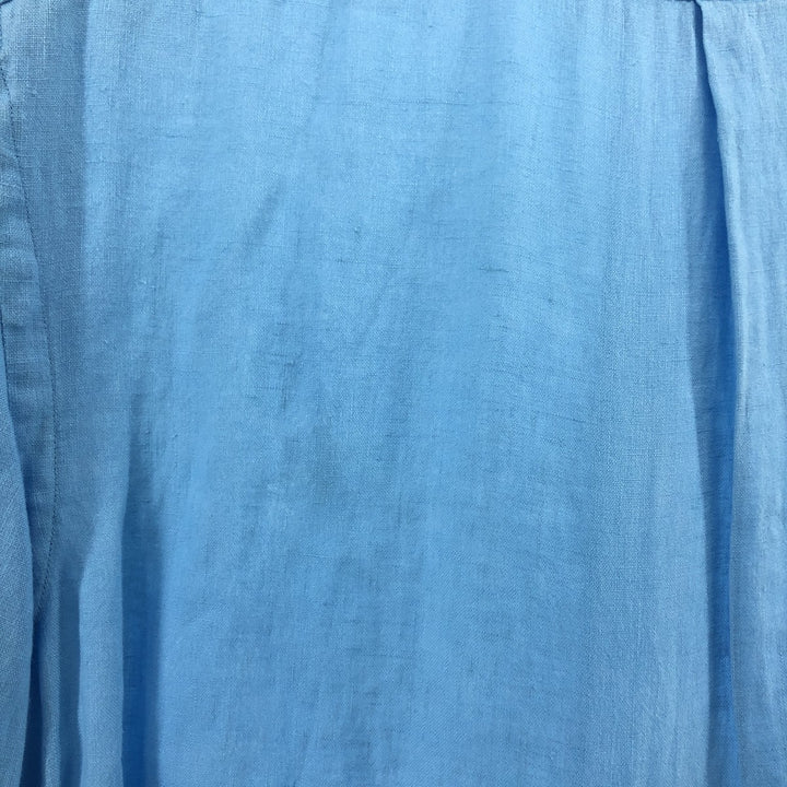 Ralph Lauren Custom Slim Fit Short Sleeve Linen Button Down Shirt Men's Size L linen Blue type light blue Vintage Second Hand
