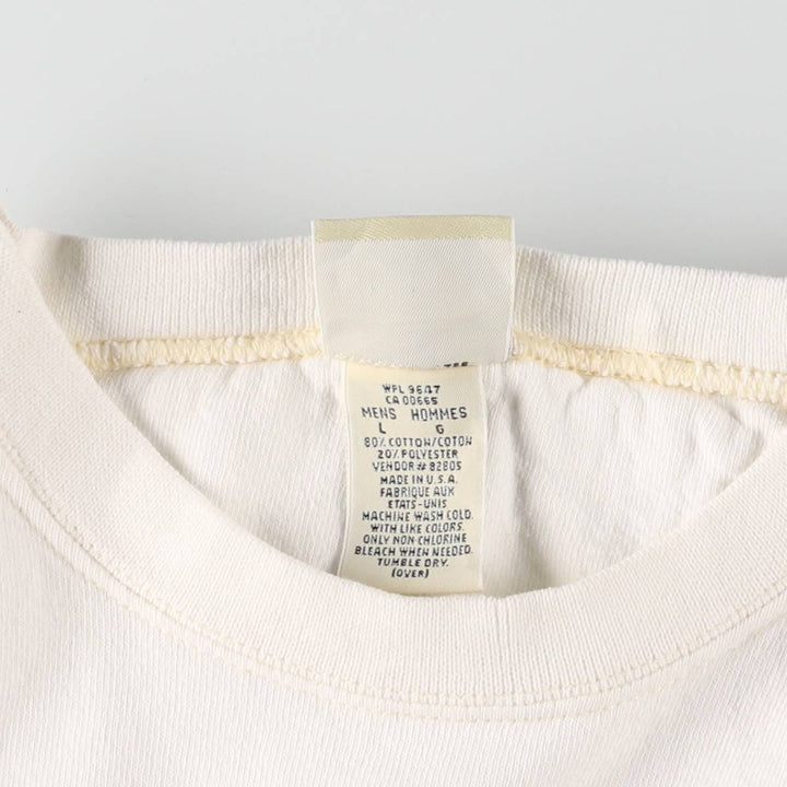 90'S Eddie Bauer Logo Sweatshirt, Made in USA, Men's L Size, Vintage cotton white type Vintage Second Hand