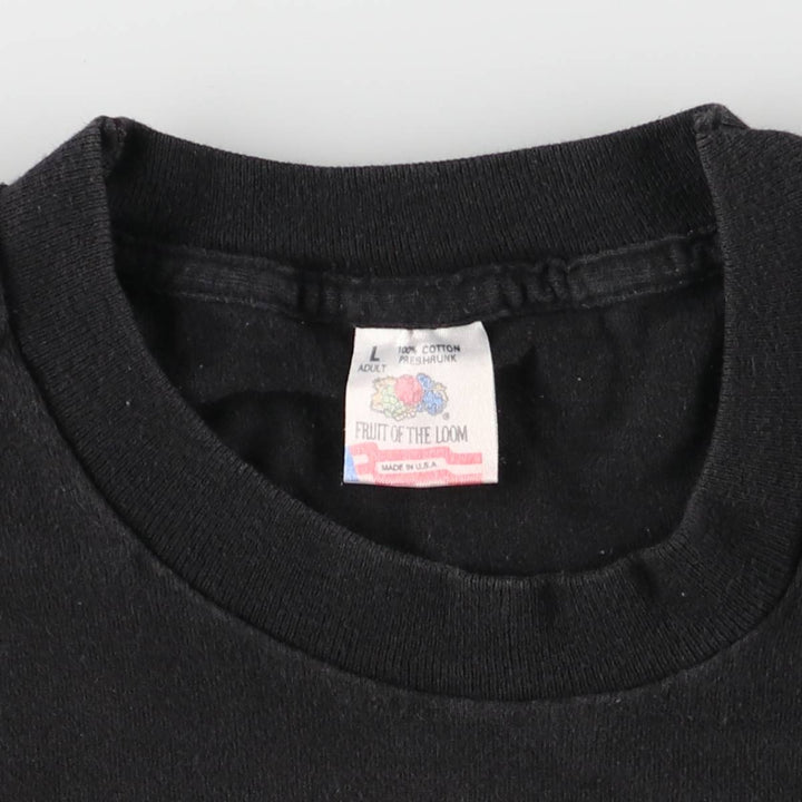 90's Fruit of the Loom BassProShops Advertising T-shirt Made in USA Men's L size cotton black type Vintage Second Hand