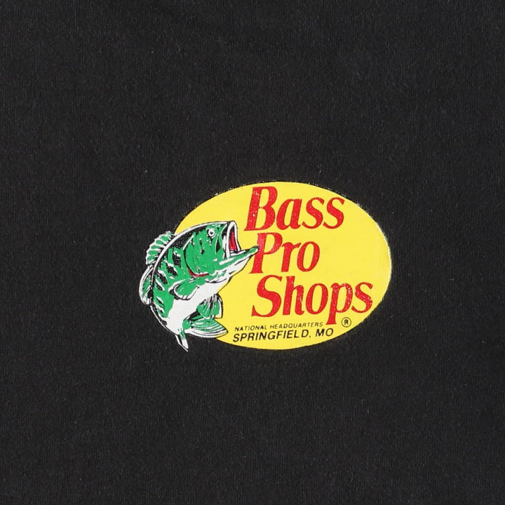90's Fruit of the Loom BassProShops Advertising T-shirt Made in USA Men's L size cotton black type Vintage Second Hand