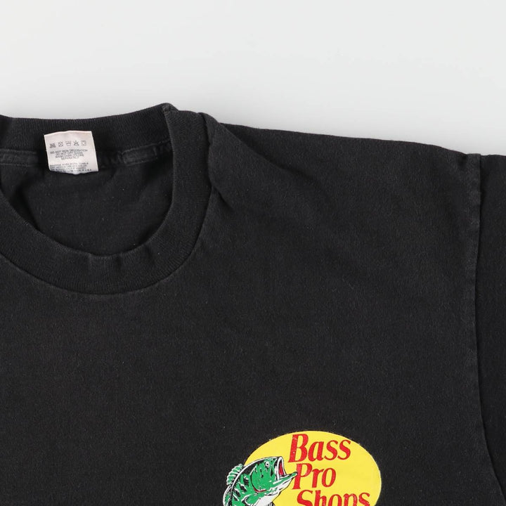 90's Fruit of the Loom BassProShops Advertising T-shirt Made in USA Men's L size cotton black type Vintage Second Hand